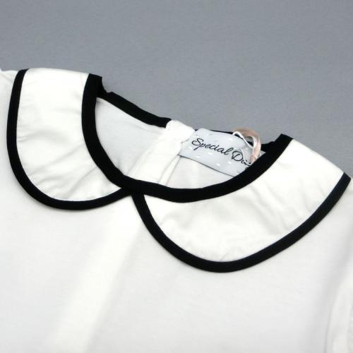 ブラックエッジカラーのTシャツ&ブラックフリル・リトルフラワーのティアードスカートSet