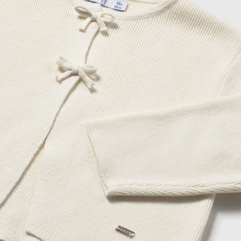 ナチュラルカラーのおリボン・コットンカーディガン