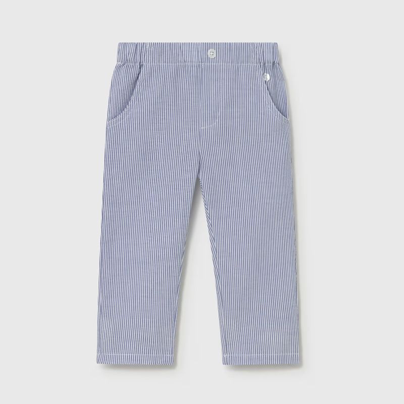 シアサッカー生地のロングパンツ