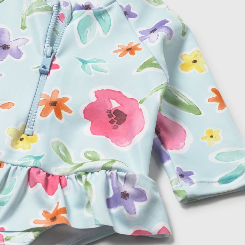 フラワー模様のオールインワンスイムウエア＆ハットSet