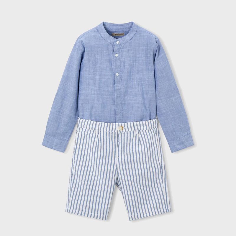 ブルーシャツ＆ストライプバミューダSet