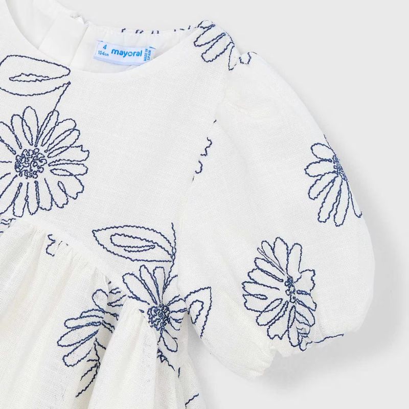 ブルーラインフラワーのワンピース