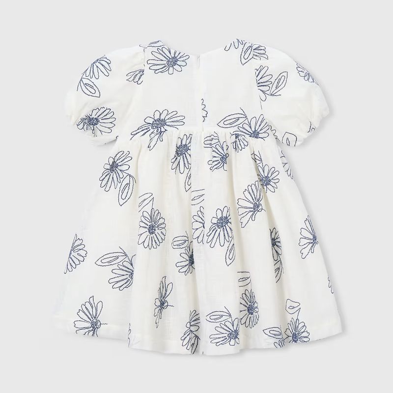 ブルーラインフラワーのワンピース