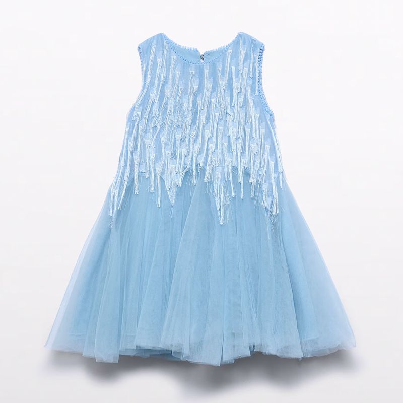 ブルーチュール・フリンジドレス