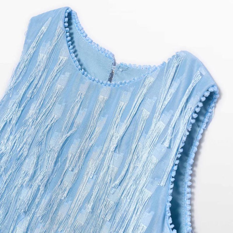 ブルーチュール・フリンジドレス