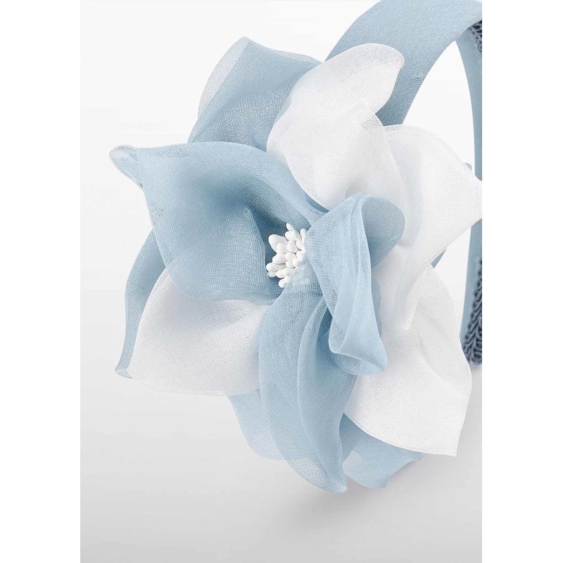 ブルー/ホワイト・オーガンジーフラワーのカチューシャ