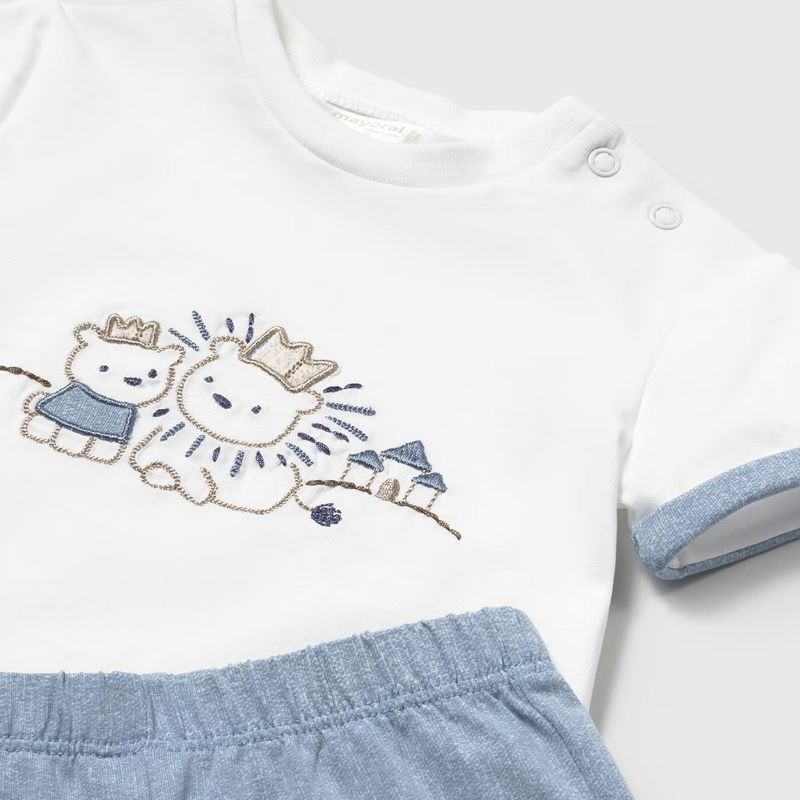 可愛いキャッスルベアーお刺しゅうのＴシャツ＆パンツSet/Ａ