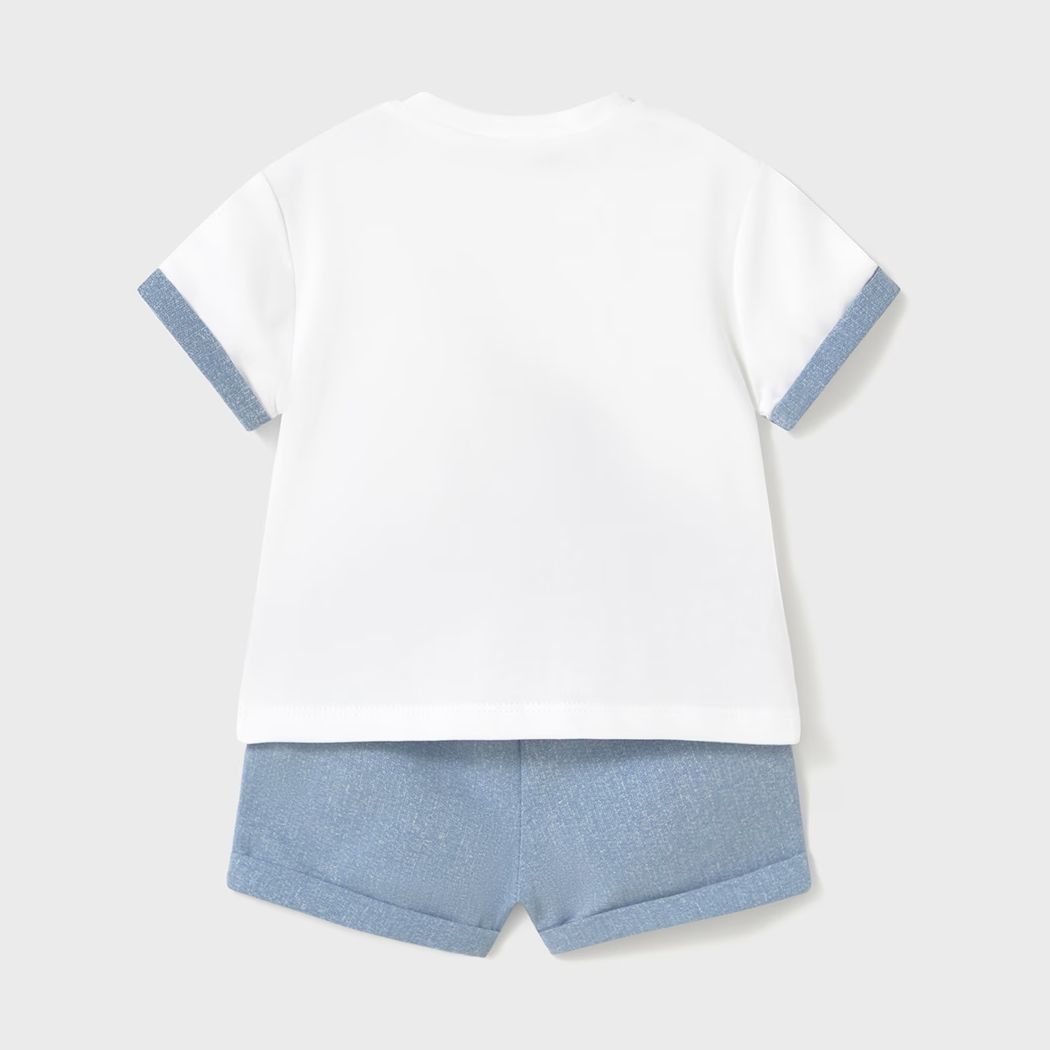 可愛いキャッスルベアーお刺しゅうのＴシャツ＆パンツSet/B