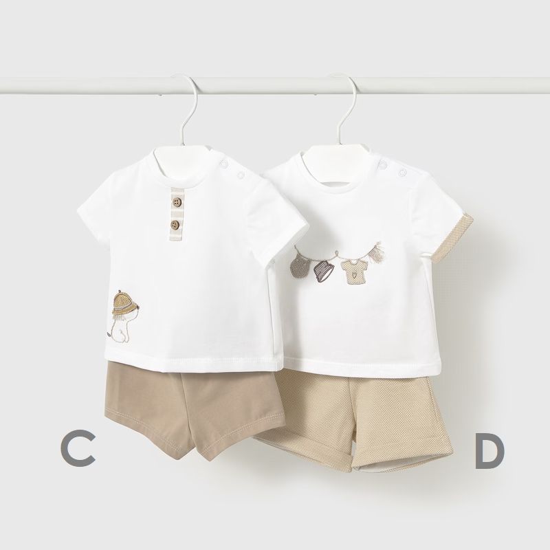 可愛いベージュモチーフのＴシャツ＆パンツSet/A