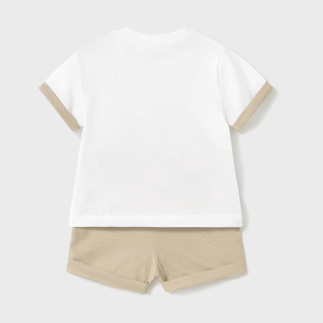 可愛いベージュモチーフのＴシャツ＆パンツSet/A