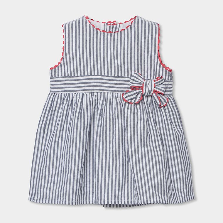 グレーストライプ・おリボンワンピース (ブルマ付き)