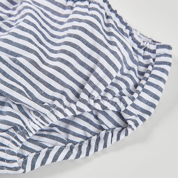 グレーストライプ・おリボンワンピース (ブルマ付き)