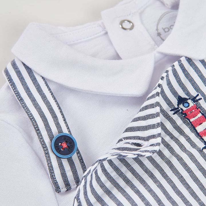 グレーストライプのサロペット＆ボディウエアSet