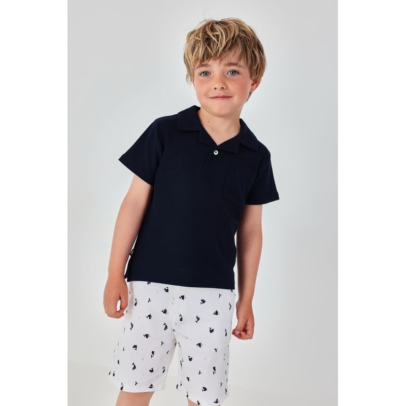 お洒落なネイビーポロ＆ネイビークジラのパンツSet