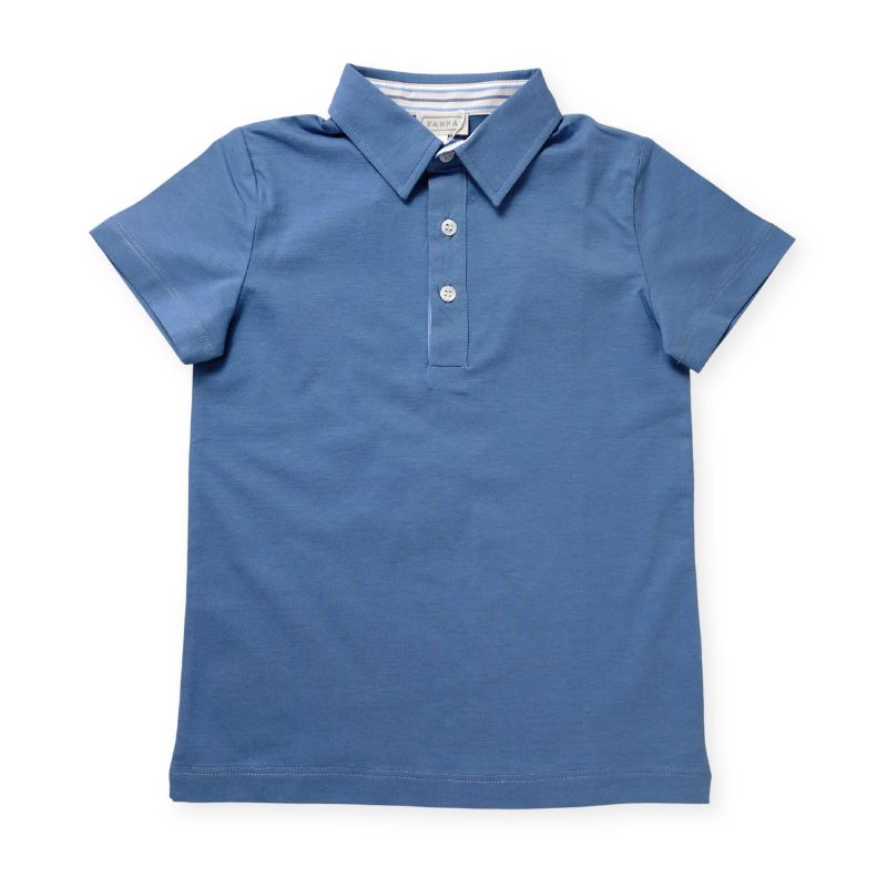 上質コットン＆ブルーストライプのポロ