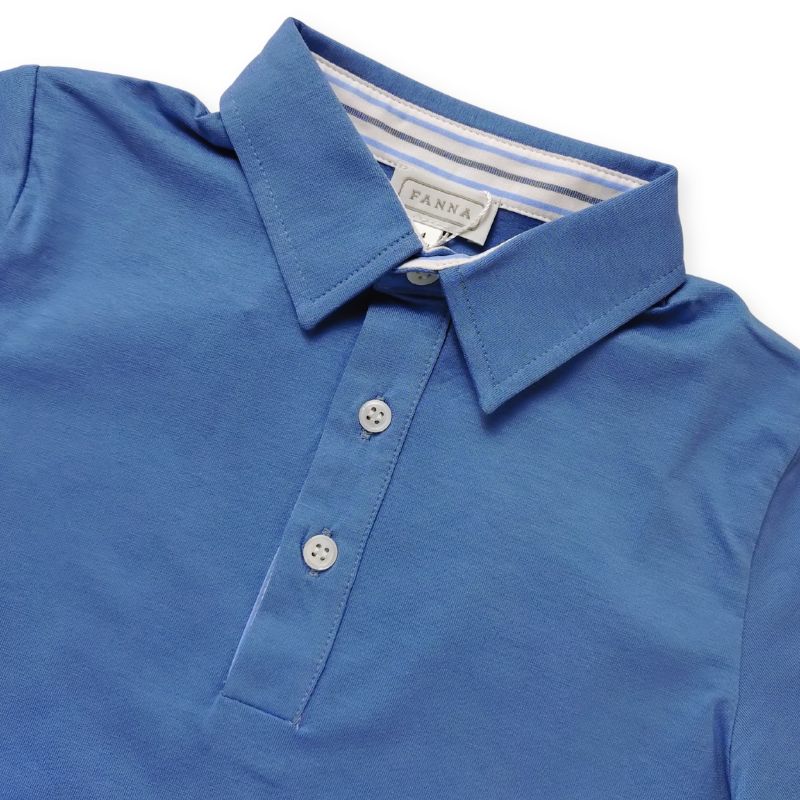 上質コットン＆ブルーストライプのポロ