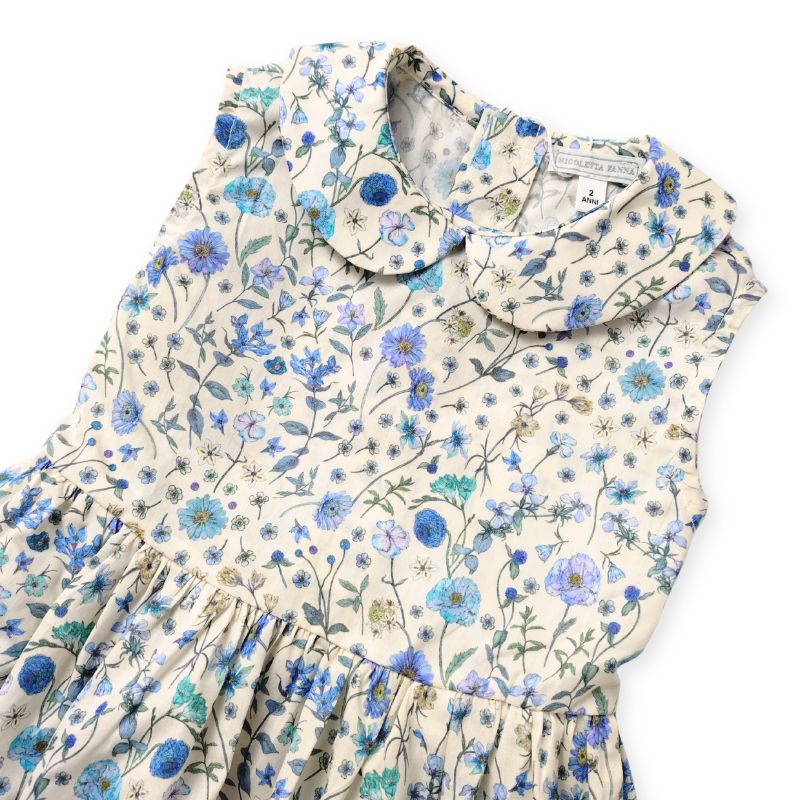 爽やかなブルーフラワー・リバティ生地のワンピース