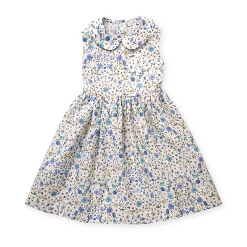 爽やかなブルーフラワー・リバティ生地のワンピース