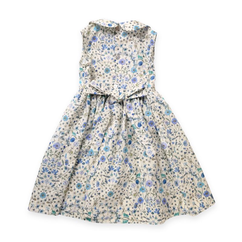 爽やかなブルーフラワー・リバティ生地のワンピース