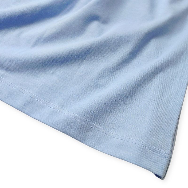 ドットスカラップカラーのコットンジャージーワンピース (ブルー)