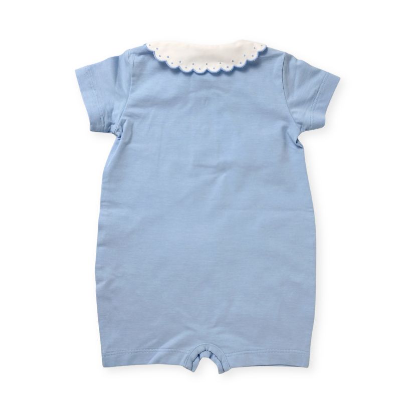 ドットスカラップカラーのBabyロンパース (ブルー)