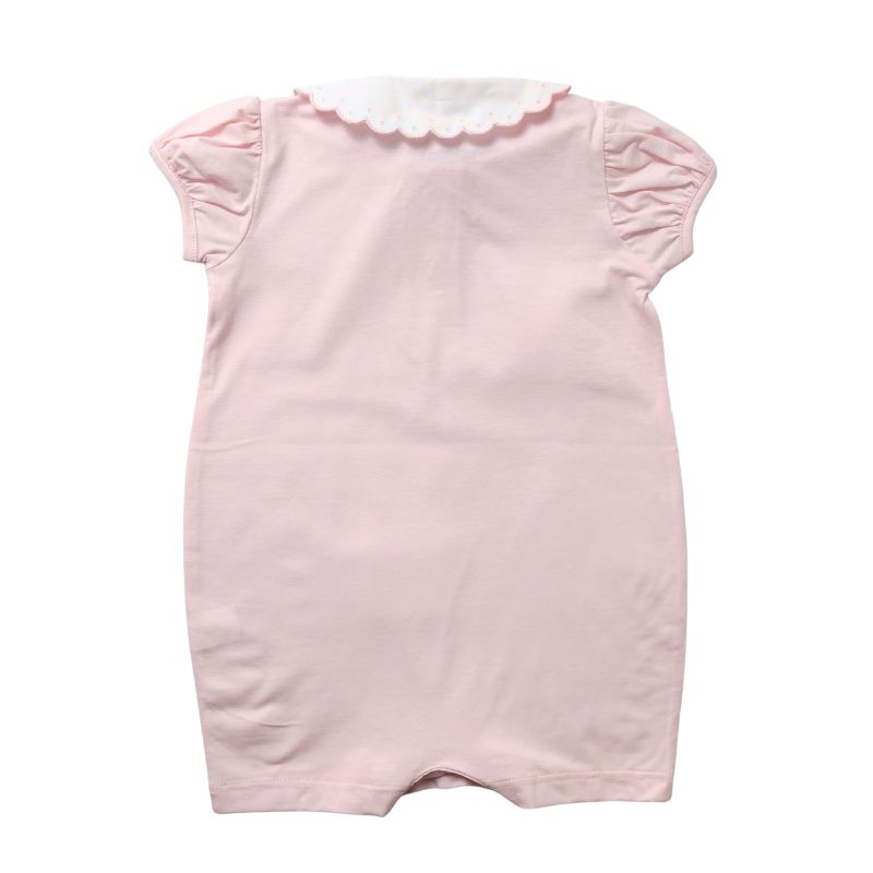 ドットスカラップカラーのBabyロンパース (ピンク)