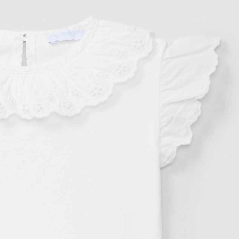 コットンレース・フリルスリーブのＴシャツ