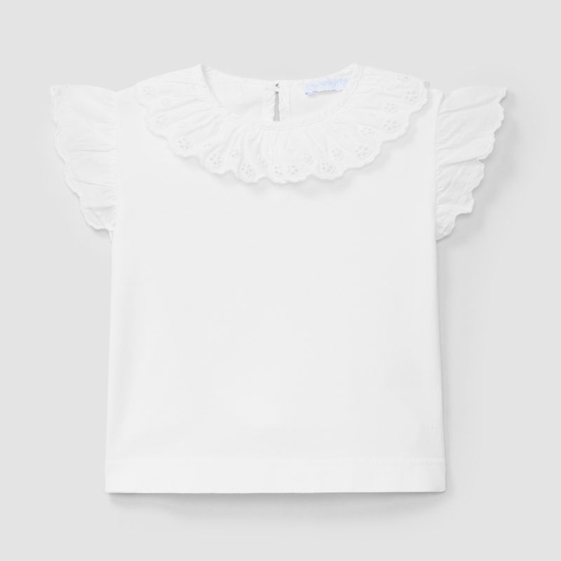 コットンレース・フリルスリーブのＴシャツ