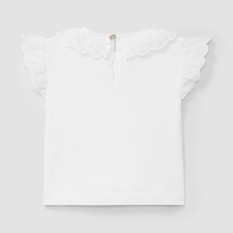 コットンレース・フリルスリーブのＴシャツ