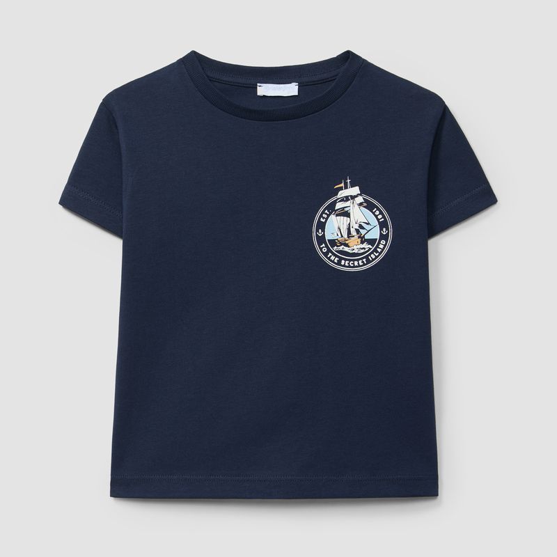 カッコイイヨットロゴのネイビーＴシャツ