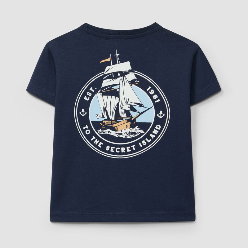 カッコイイヨットロゴのネイビーＴシャツ