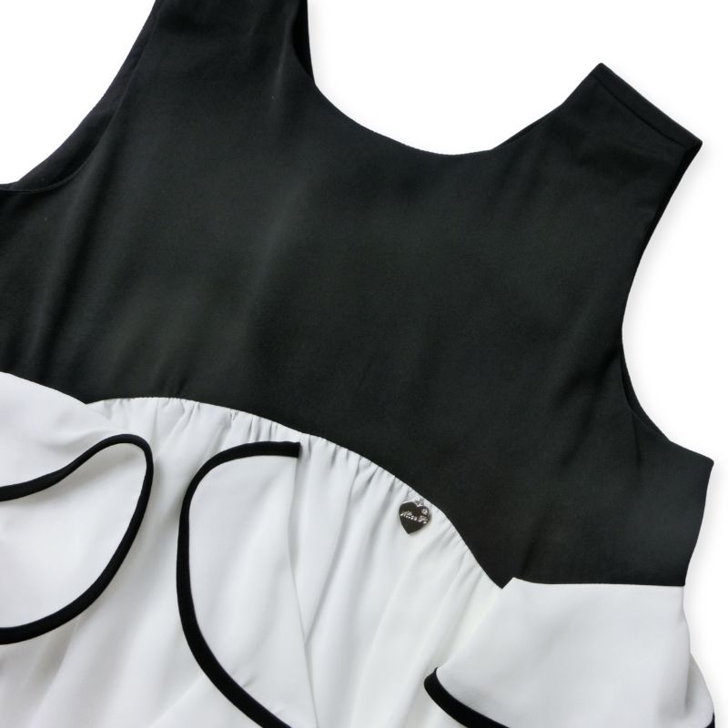 オーガンジーフリルの２トーンワンピース