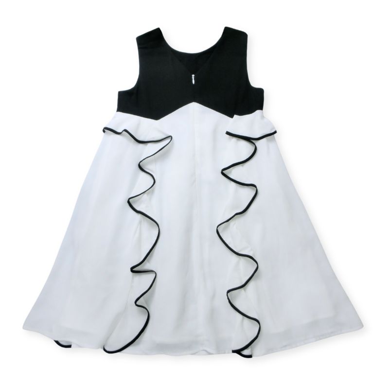 オーガンジーフリルの２トーンワンピース