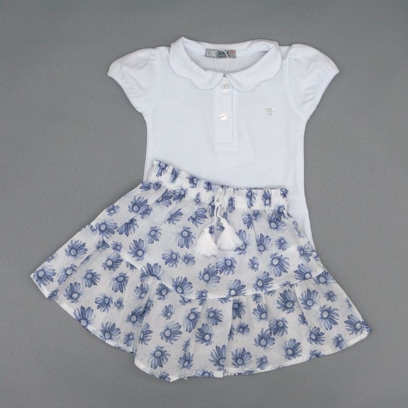 ブルーフラワーのティアードスカート