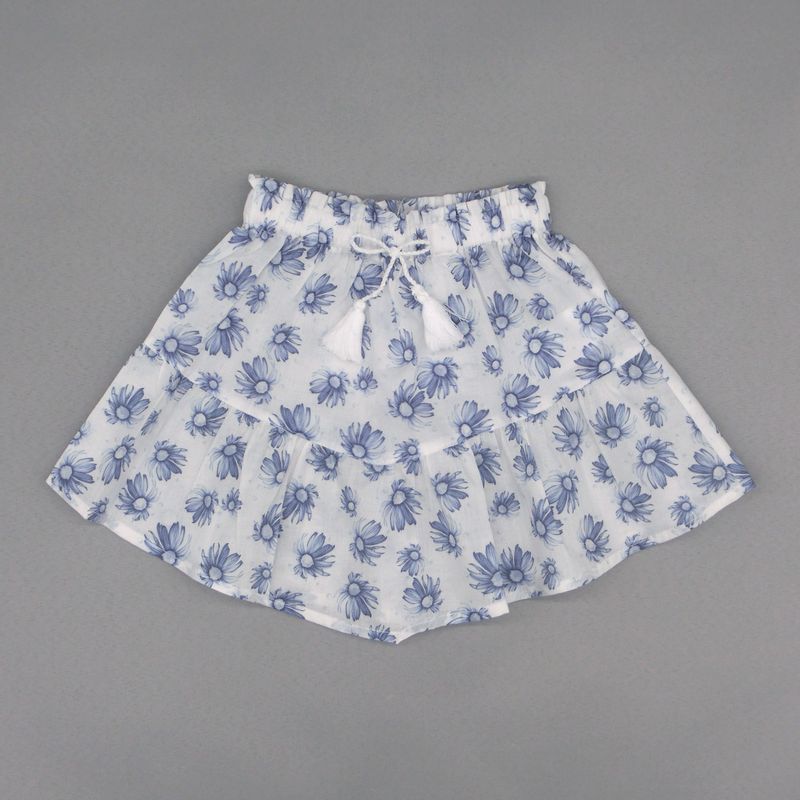 ブルーフラワーのティアードスカート