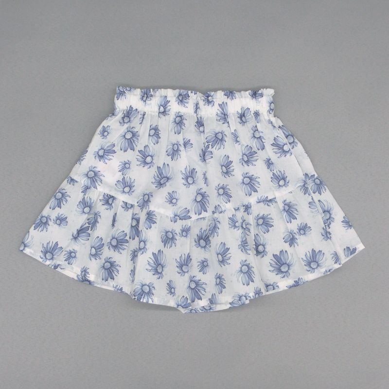 ブルーフラワーのティアードスカート
