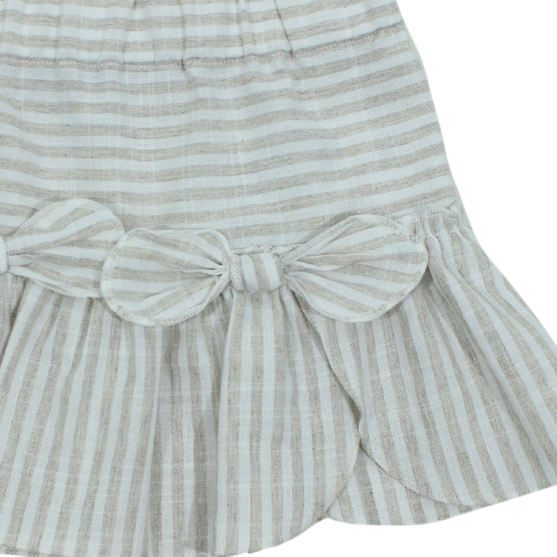 ベージュストライプのおリボンスカート
