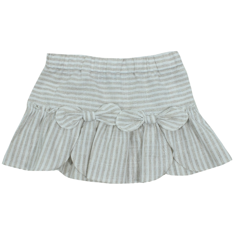 ベージュストライプのおリボンスカート