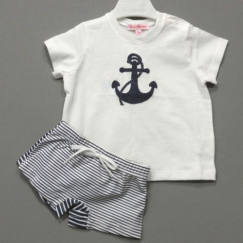 ネイビーボーダーのスイムパンツ