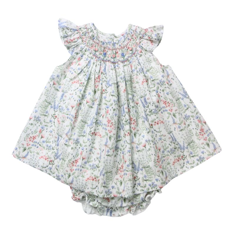 ナチュラルフラワーのBabyスモッキングワンピース＆ブルマSet