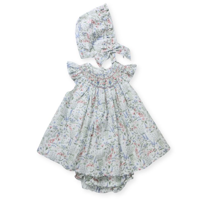 ナチュラルフラワーのBabyスモッキングワンピース＆ブルマSet