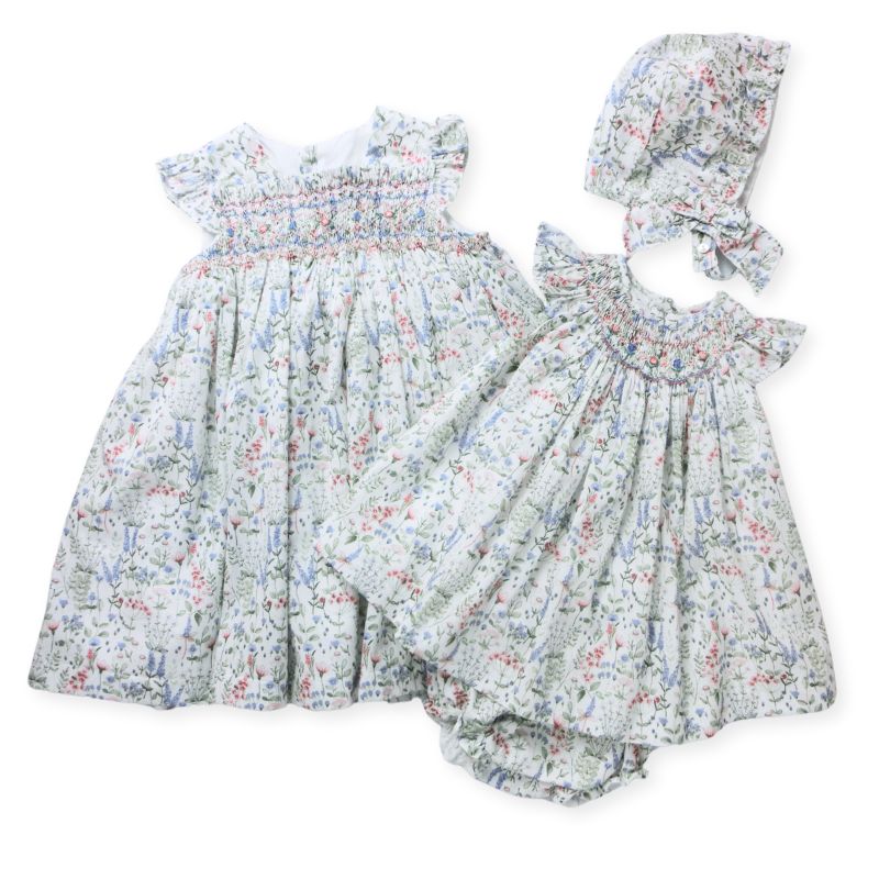 ナチュラルフラワーのBabyスモッキングワンピース＆ブルマSet