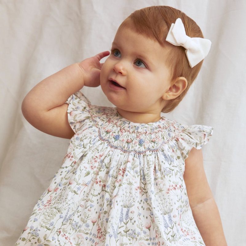 ナチュラルフラワーのBabyスモッキングワンピース＆ブルマSet