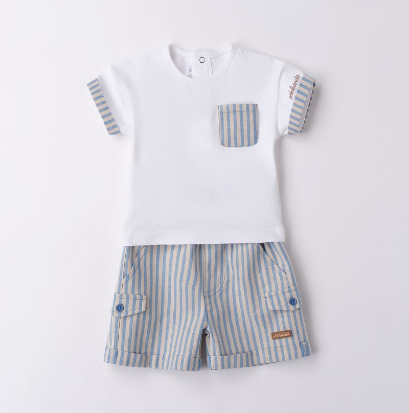シックストライプのＴシャツ＆ショートパンツSet