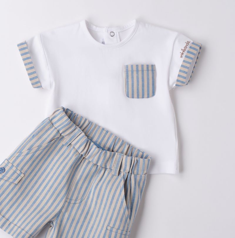 シックストライプのＴシャツ＆ショートパンツSet