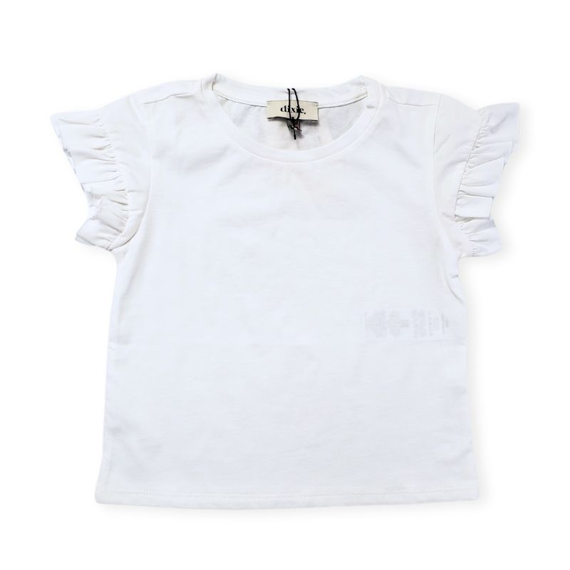 シンプルなフリルスリーブのTシャツ (ホワイト)