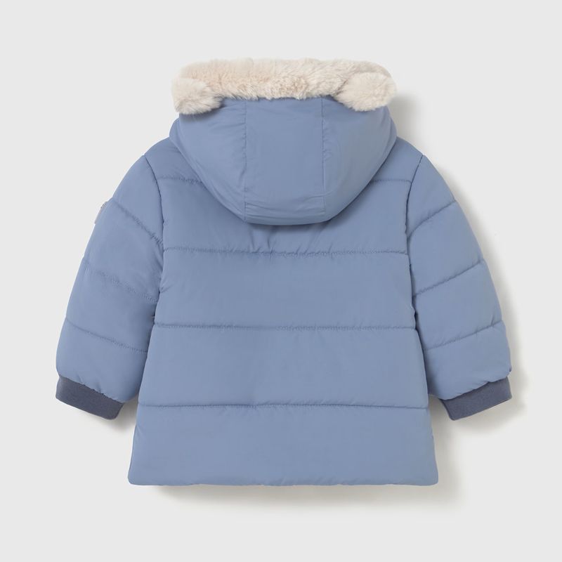 シックブルーのオシャレな中綿入りコート