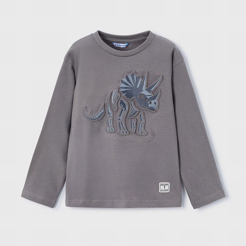 立体ダイナソーのグレーＴシャツ