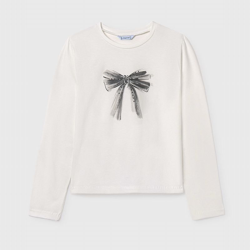 モノトーンおリボンのＴシャツ