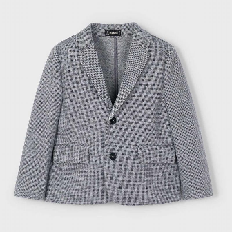 グレー・ピンチェックのジャケット＆ロングパンツSet